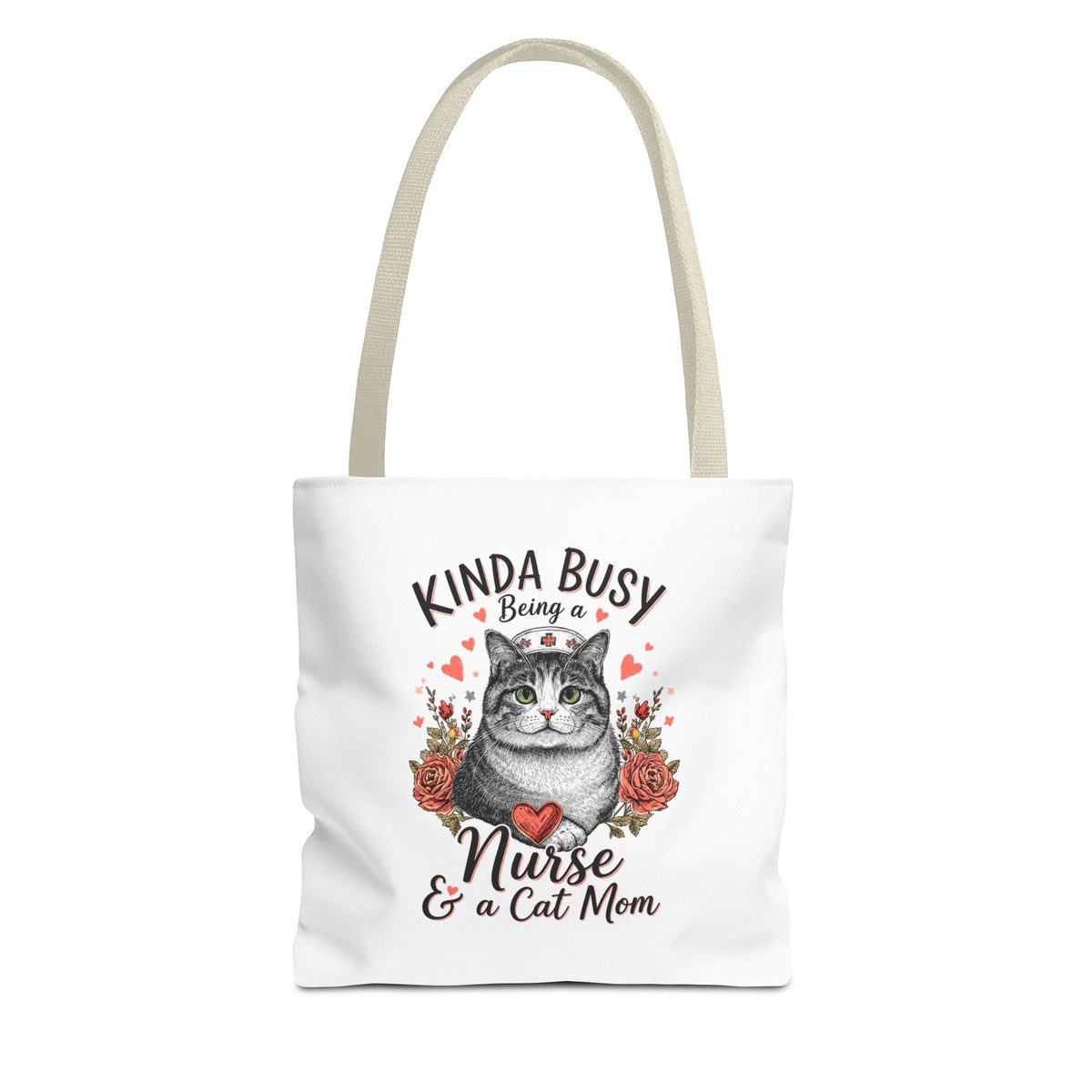 Kinda Busy Nurse Cat Mom Tote Side View